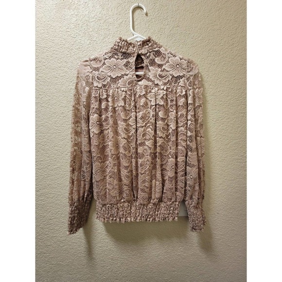 CABLE & GAUGE Lace Blouse Lined Womens Size Small in Vintage Rose - Picture 4 of 4